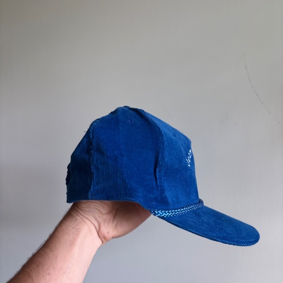 vintage CORDUROY Trucker hat JEAN RIOPEL DISMAT blue rope hat cap snapback - Picture 5 of 7
